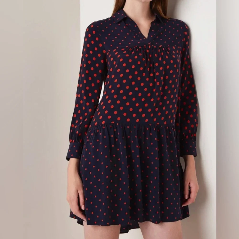 Whistles Navy Molly Polka Dot Shirt Dress Size UK 10 / US 6 / EU 38‎